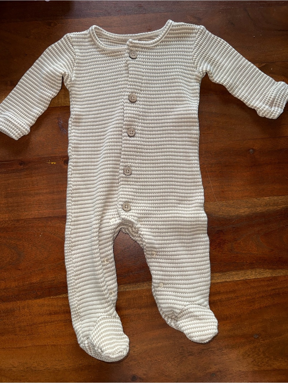 Neutral‎ Ivory Knit Footed Baby One-Piece